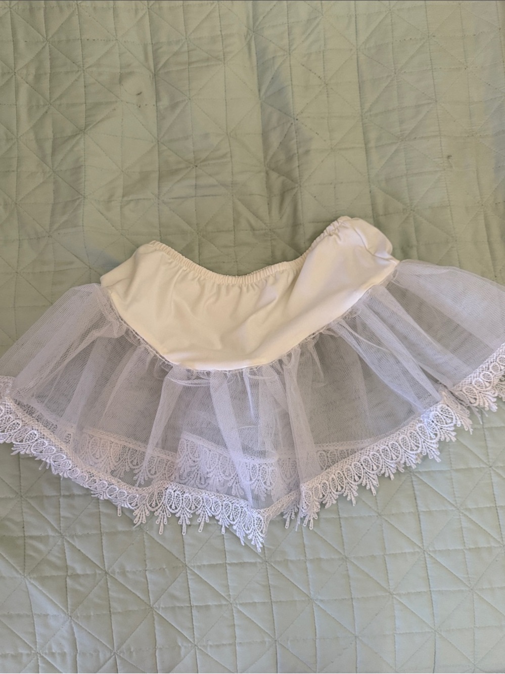 Leg Avenue White Lace Tulle Mini Skirt